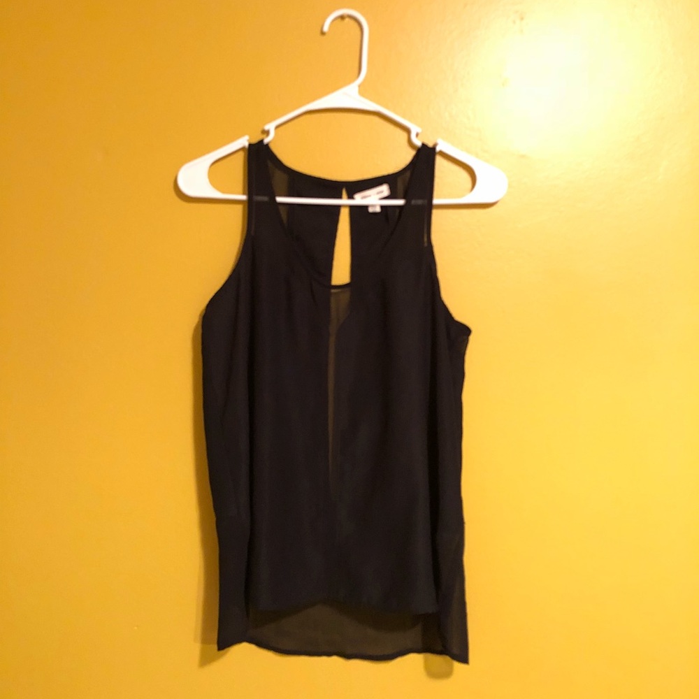 Black sleeveless paneled blouse